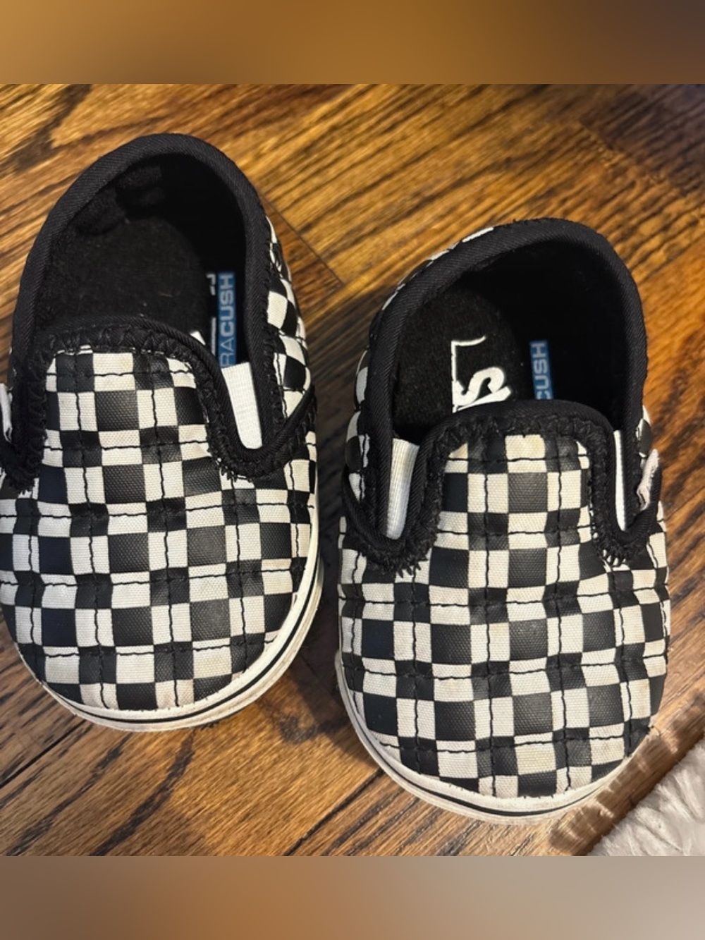 Vans Black & White Check Kids Slip-On Shoes